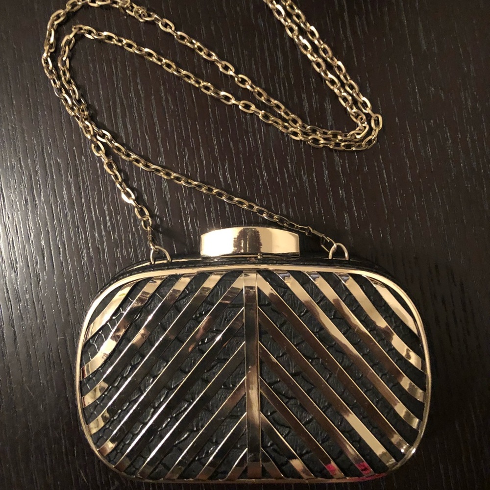 Black and Gold Vegan Clutch